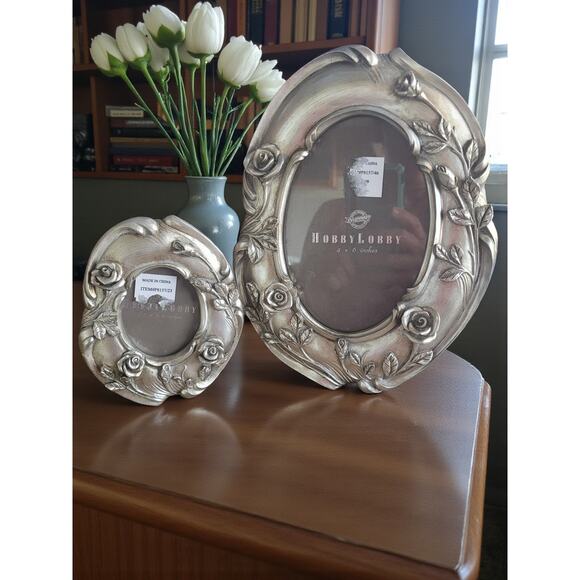 Hobby Lobby Other - Hobby Lobby Photo Frames Pewter Look 4x6 and 2.5x3.5 Set NWOT